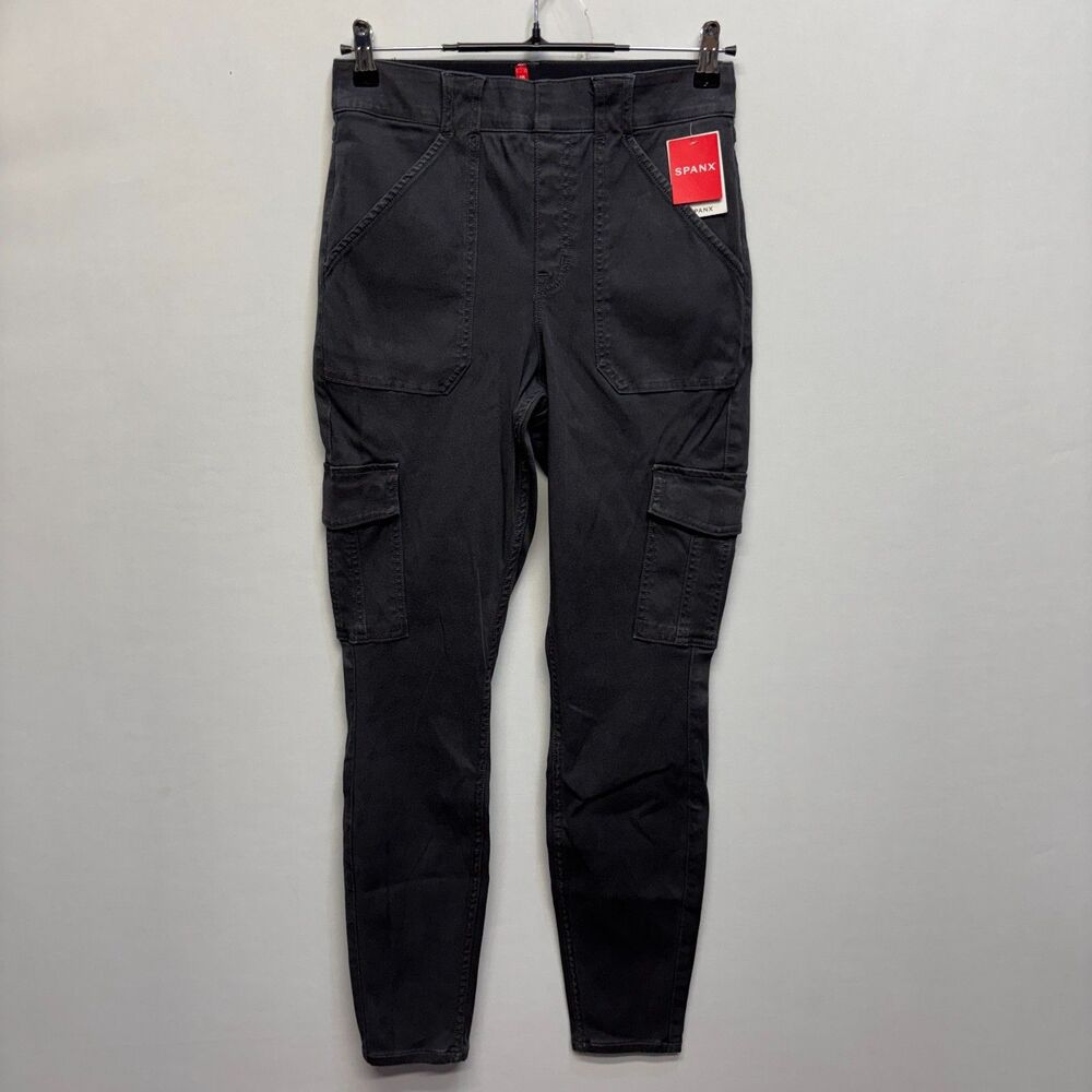 NWT Spanx Pull on Stretch Twill Ankle Cargo Pants Size Large Gray D101 -26